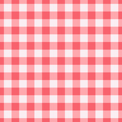 Sweet red pink grid plaid textured pattern, checkered seamless table cloths, cute pastel color vector illustration background for textiles and graphics