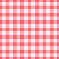 Sweet red pink grid plaid textured pattern, checkered seamless table cloths, cute pastel color vector illustration background for textiles and graphics