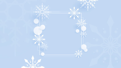 Fototapeta na wymiar Blue snowflake border with Christmas design for greeting card. Vector illustration, merry xmas snow flake header or banner, wallpaper or backdrop decoration. New year 2023
