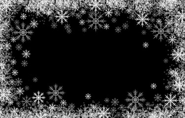 Obraz premium Winter frame with snowflaks isolated on black