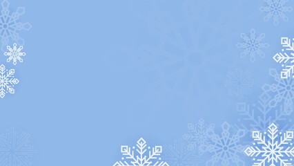 Blue snowflake border with Christmas design for greeting card. Vector illustration, merry xmas snow flake header or banner, wallpaper or backdrop decoration. New year 2023