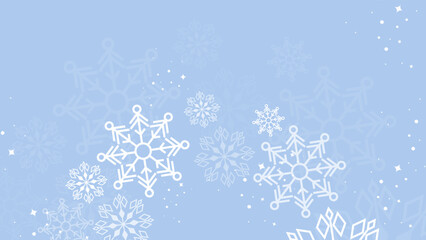Blue snowflake border with Christmas design for greeting card. Vector illustration, merry xmas snow flake header or banner, wallpaper or backdrop decoration. New year 2023