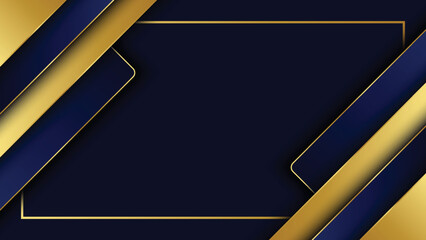 Luxury and elegant golden line with dark navy blue template background.