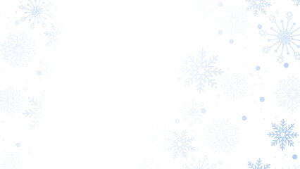 Blue snowflake border with Christmas design for greeting card. Vector illustration, merry xmas snow flake header or banner, wallpaper or backdrop decoration. New year 2023