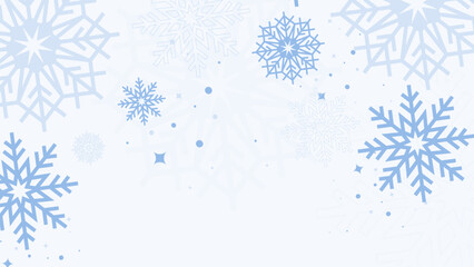 Blue snowflake border with Christmas design for greeting card. Vector illustration, merry xmas snow flake header or banner, wallpaper or backdrop decoration. New year 2023