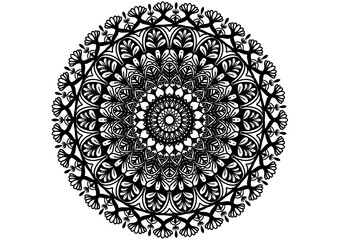Abstract mandala graphic design decorative elements black and white color background for abstract concepts