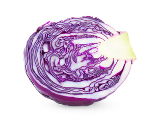 Half of fresh red cabbage isolated on white