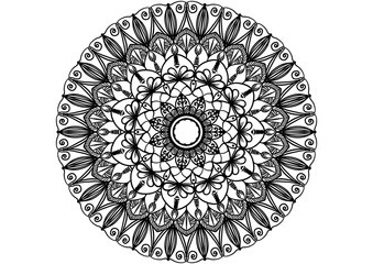 Abstract mandala graphic design decorative elements black and white color background for abstract concepts