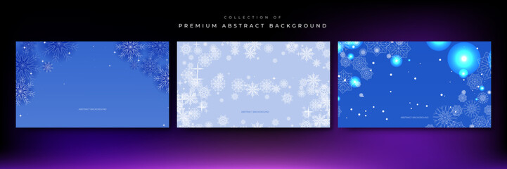 Christmas background with snowflakes of different shapes, sizes and transparency. Gradient from blue to white. Christmas with snowflake snow winter decoration. Christmas background with snow