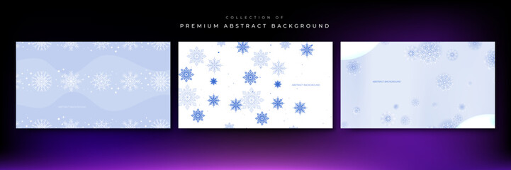 Christmas background with snowflakes of different shapes, sizes and transparency. Gradient from blue to white. Christmas with snowflake snow winter decoration. Christmas background with snow