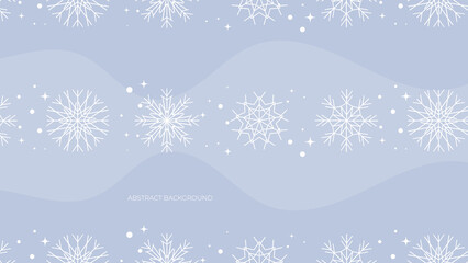 Christmas background with snowflakes of different shapes, sizes and transparency. Gradient from blue to white. Christmas with snowflake snow winter decoration. Christmas background with snow