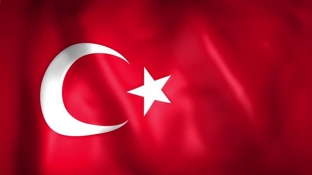 Animation of the Turkey flag. 4K. Turkish flag flying, Turkey flag realistic 3D,