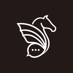 horse illustration logo design vector in black and white color