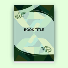 Green Book Cover Design With Leaves, Flyer Poster Book Title Author Name Design Illustration	