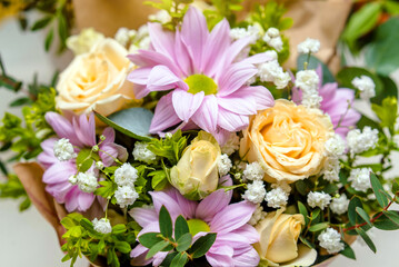 Festive bouquet of beige roses