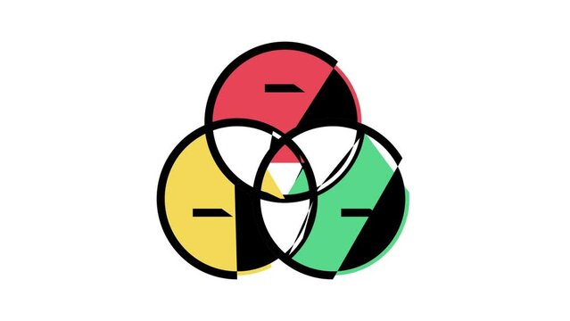 venn diagram color icon animation