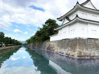 Fototapeta na wymiar 京都 二条城と外堀池に移る空
