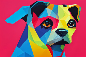 colorful dog head with cool isolated pop art style