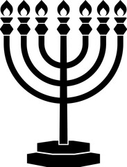 The seven-lamp menorah Hebrew lampstand icon isolated