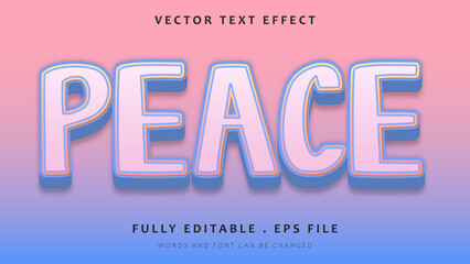 Fototapeta premium 3d Minimal Gradient Word Peace Editable Text Effect Design