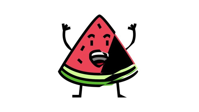character watermelon color icon animation