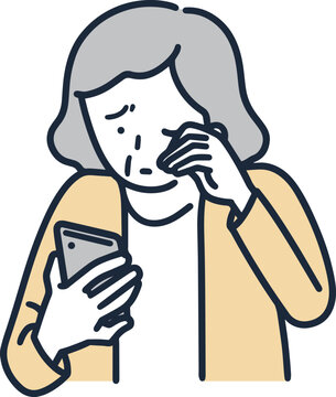 老眼　女性　シンプルイラスト