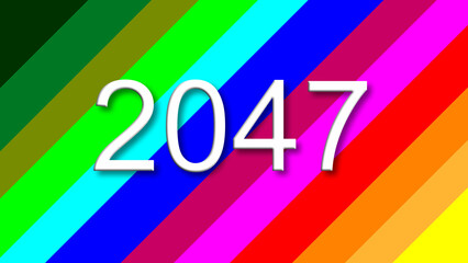 2047 colorful rainbow background year number