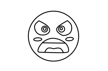 Angry emoji line art drawing