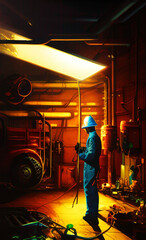 Fototapeta na wymiar welder at work in factory