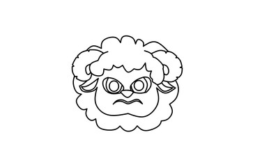 Angry sheep emoji line art drawing