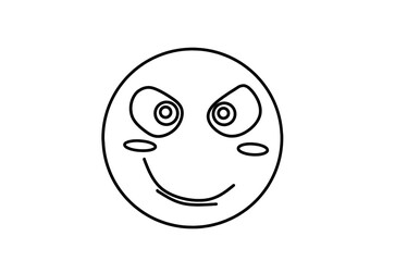 Confident emoji line art drawing