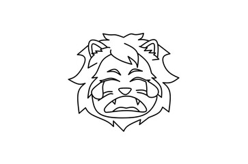 Sad lion emoji line art drawing