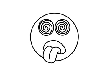 Obraz premium Hungry emoji line art drawing