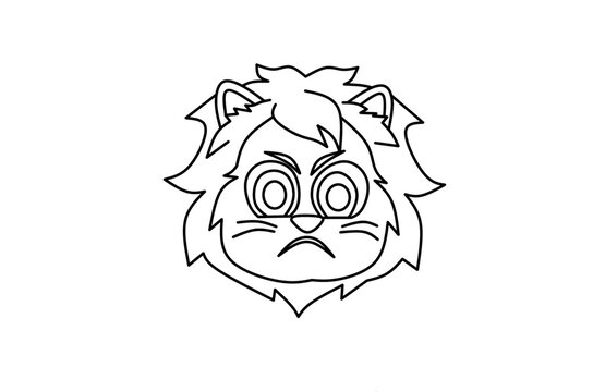 Angry lion emoji line art drawing