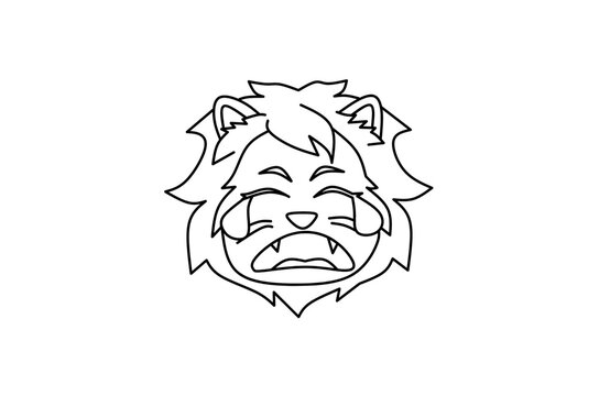 recommend clip art: Sad lion emoji line art drawing