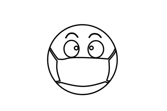 recommend clip art: shocked face mask emoji line art drawing