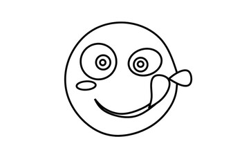 Hungry face emoji line art drawing