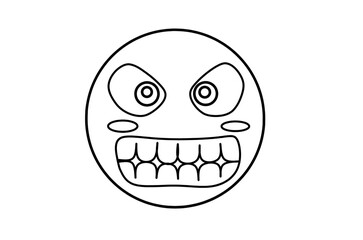 Angry emoji line art drawing