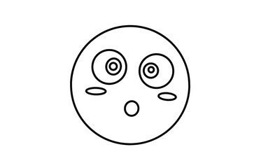 Fototapeta premium Surprised emoji line art drawing