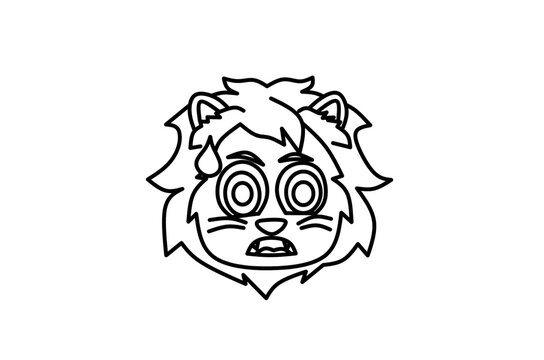 Stressed Lion emoji line art drawing
