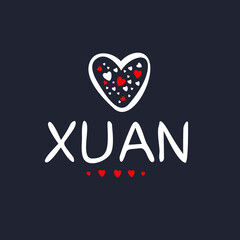 (Xuan) Calligraphy name, Vector illustration.