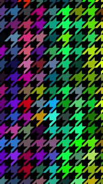 Vertical Abstract Colorful Large Houndstooth Texture Background Loop