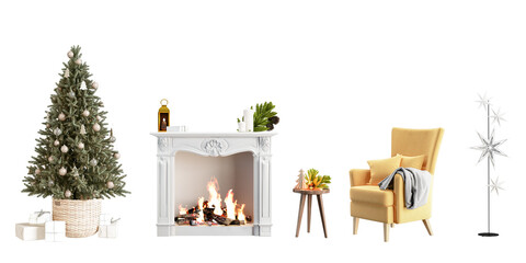 Christmas decoration with interior set