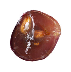 Sliced red grape isolated on white background.