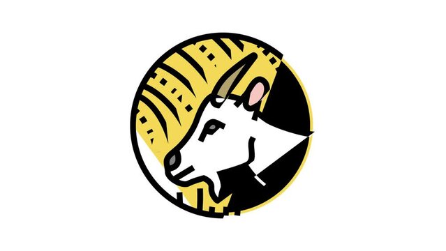 goat chinese horoscope animal color icon animation