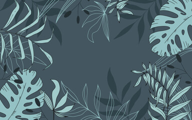 floral background from different tropical leaves vector