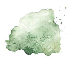 Watercolor stain of olive color, green with splashes, abstraction. Wedding design, for invitations