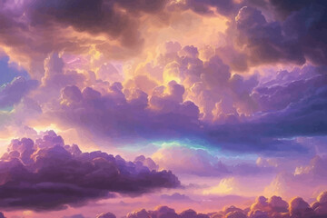 Abstract fantasy landscape purple Cumulus clouds