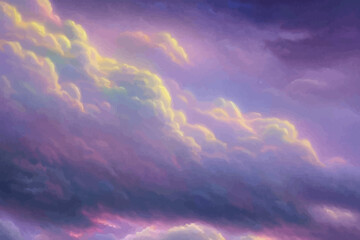Abstract fantasy landscape purple Cumulus clouds
