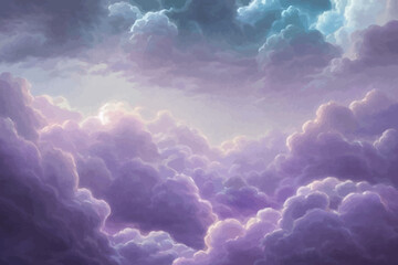 Abstract fantasy landscape purple Cumulus clouds